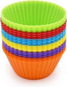 Silicone Cupcake Baking Cups 24 Pack Reusable & Non-stick Muffin Cupcake Liners Holders Set for Party Halloween Christmas Easy Clean Pastry Muffi